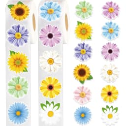 500Pcs 2.5cm/1inch Colorful Fower Shaped Sticker Decoration Gift Box Sticker Label Stationery Sticker