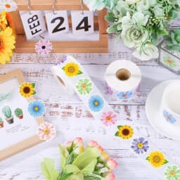 500Pcs 2.5cm/1inch Colorful Fower Shaped Sticker Decoration Gift Box Sticker Label Stationery Sticker