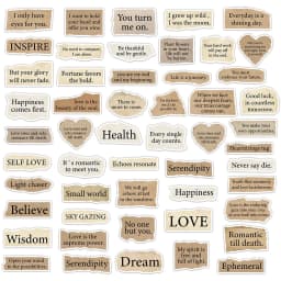 50PCS Tear Up English Stickers Art Exquisite Handbooks Material Phone Cases Laptop Suitcases Water Cups Waterproof Stickers