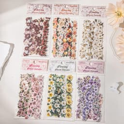 15pcs/1lot Kawaii Scrapbook Stickers Flowing Flower Corridor Junk Journal Gold Planner Stationery Sticker Planner Decorative