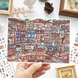 TIANZI Cartoon 3D Miniature Scene Stickers Set DIY Handcraft Cabin Landscape Pasting Stationery Cute Miniature Scene 3/12 Pcs