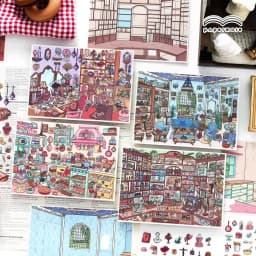 TIANZI Cartoon 3D Miniature Scene Stickers Set DIY Handcraft Cabin Landscape Pasting Stationery Cute Miniature Scene 3/12 Pcs