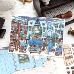 TIANZI Cartoon 3D Miniature Scene Stickers Set DIY Handcraft Cabin Landscape Pasting Stationery Cute Miniature Scene 3/12 Pcs