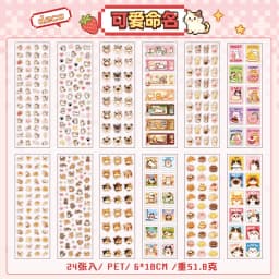 TIANZI 24/48Pcs Cute Die-Cut Stickers Book for DIY Scrapbook Phone Case Collage Decoration Journal Sticker Aesthetic Stationery