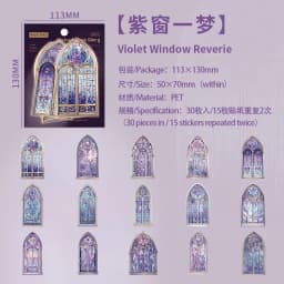 30pcs/1lot Kawaii Scrapbook Stickers The Tale of Color Windows Junk Journal Gold Planner Stationery Sticker Planner Decorative
