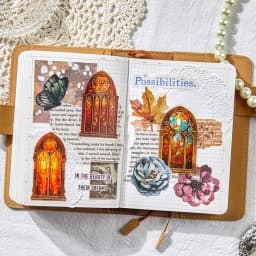 30pcs/1lot Kawaii Scrapbook Stickers The Tale of Color Windows Junk Journal Gold Planner Stationery Sticker Planner Decorative