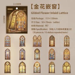 30pcs/1lot Kawaii Scrapbook Stickers The Tale of Color Windows Junk Journal Gold Planner Stationery Sticker Planner Decorative