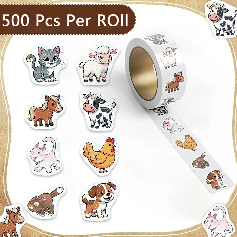 50-500pcs Cute Animals Sealing Sticker DIY PVC Laptop Decals Decoration Stiker Reward Gift Toys