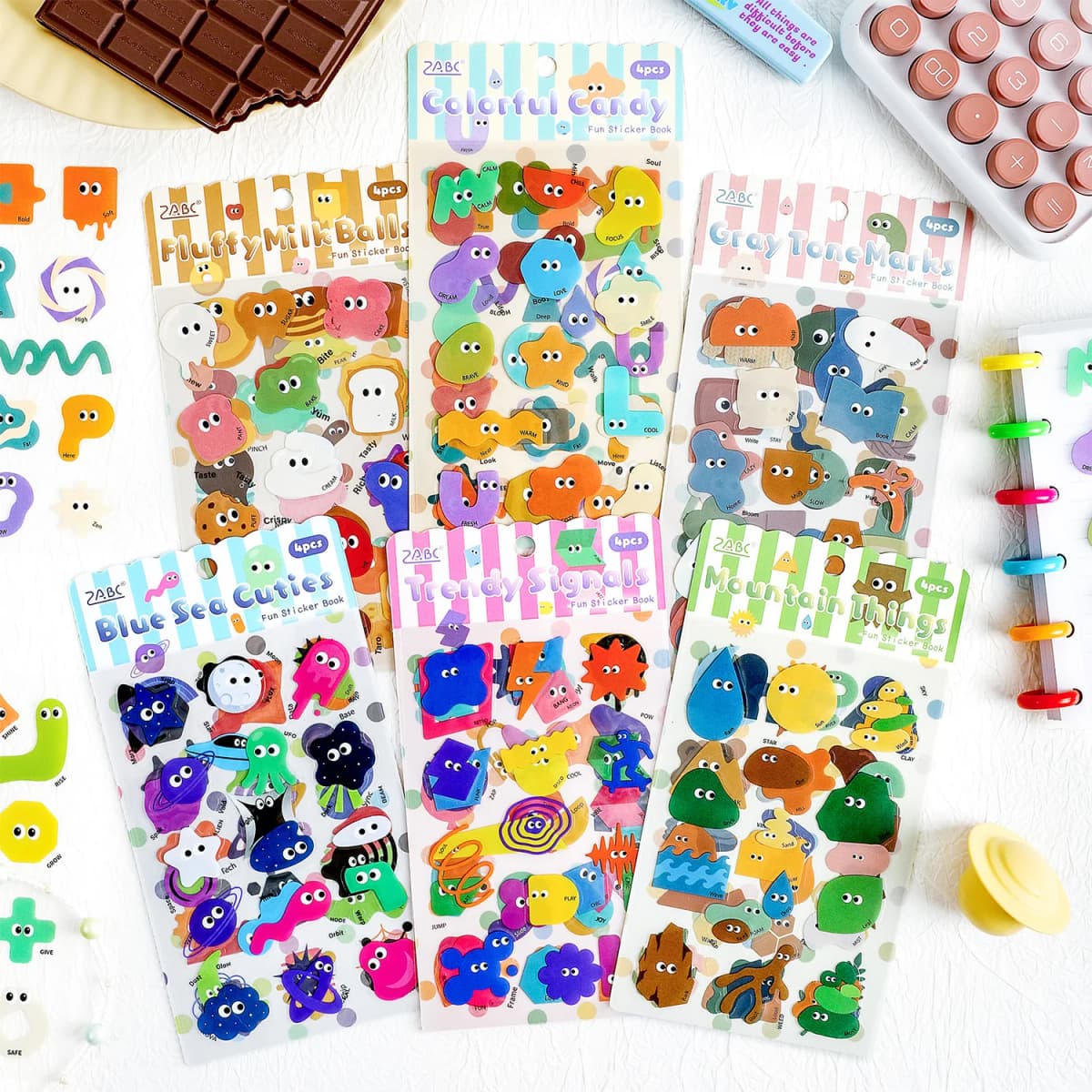 4pcs/lot Kawaii Stationery Stickers Cute Sticker Collection Scrapbooking Album Junk Journal Happy Planner Stickers