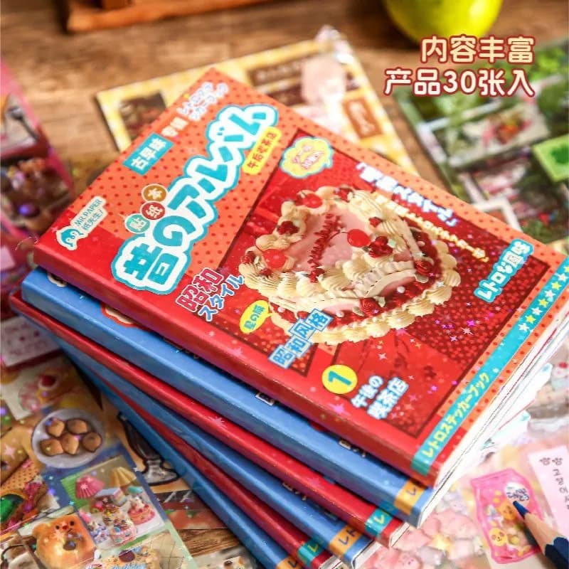 Die Cut Sticker Book Retro Cartoon Decorative Dessert Food Stickes Handmade Scrapbooking Material Diary Japanese Stationery Supp
