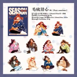 10pcs/1lot kawaii Stationery Sticker  Lazy Season junk journal Decorative Scrapbooking DIY Craft Sticker