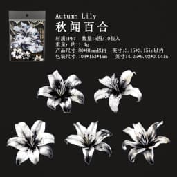 TIANZI 10pcs/pack Ink Dyed Flowers PET Stickers DIY Scrapbooking Materials Vintage Decorative Junk Journal Sticker Stationery