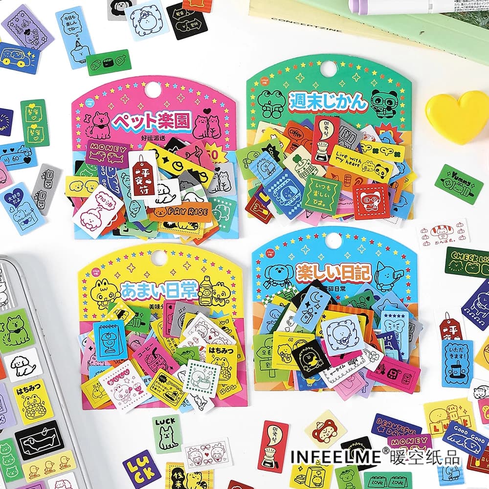 50pcs Lucky Tags Kawaii Ins Mini Stickers Material Pack Talent Decoration DIY Diary Album Scrapbook Cute Stationery Stickers