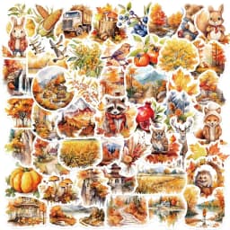 10/30/50PCS Cute Autumn Harvest Decoration Scrapbooking Colorful PVC Sticker Aesthetic Stationery School Supplies for Kids
