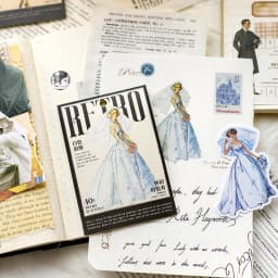 40pcs Kawaii Nostalgic Fashion Show Themed Stationery Stickers Set for Scrapbooking DIY Crafts And Mobile Decoration