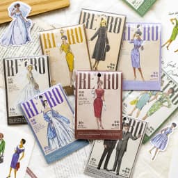 40pcs Kawaii Nostalgic Fashion Show Themed Stationery Stickers Set for Scrapbooking DIY Crafts And Mobile Decoration