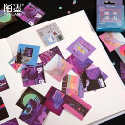 45Pcs/Box Purple Series Aesthetic Stickers for Children Decorative Squared Paper Diary & Stationery Sticker Set for Journals
