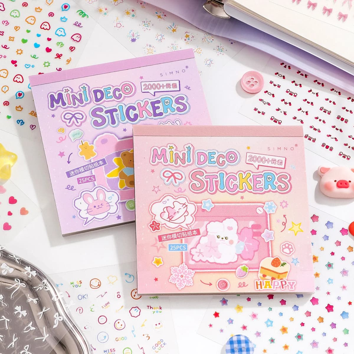 25sheets Kawaii mini cartoon pattern die-cutting sticker book DIY scrapbook diary album cute nail stickers stationery stickers