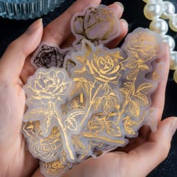 40Pcs Golden Stickers Foil Material Gold Bronzing Flower Rose Paper Decorative Star Cards Scrapbooking 134*80MM