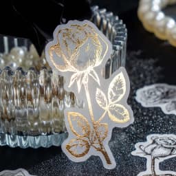40Pcs Golden Stickers Foil Material Gold Bronzing Flower Rose Paper Decorative Star Cards Scrapbooking 134*80MM