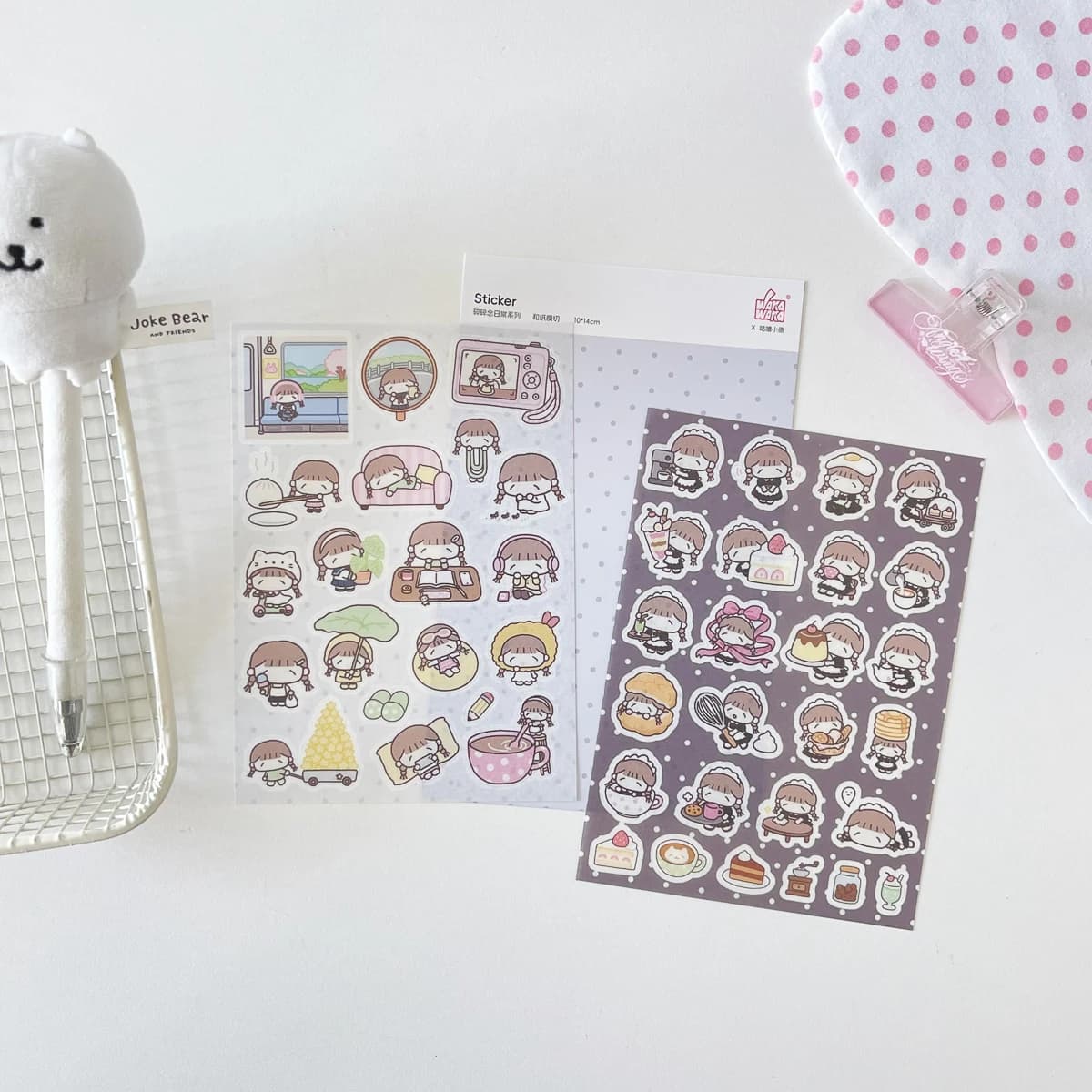 WAKAWAKA Kawaii Diary Stickers 3 Style Options 2 Sheets Washi Paper Special Oil Print Kiss Cut for Journal Scrapbooking Planner
