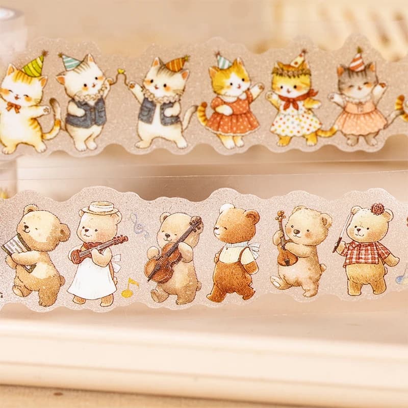 Journal GO 3cmx2m Cute Animals Tape Stickers for Collage Junk Journal Landscape Materials Journal Mobile Phone Laptop diy Decals