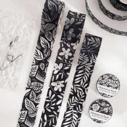 Journal GO 3cmx2m Black and White Plants Leaves Masking Tape for Collage Junk Journal Scrapbooking diy Stationery Dark Style