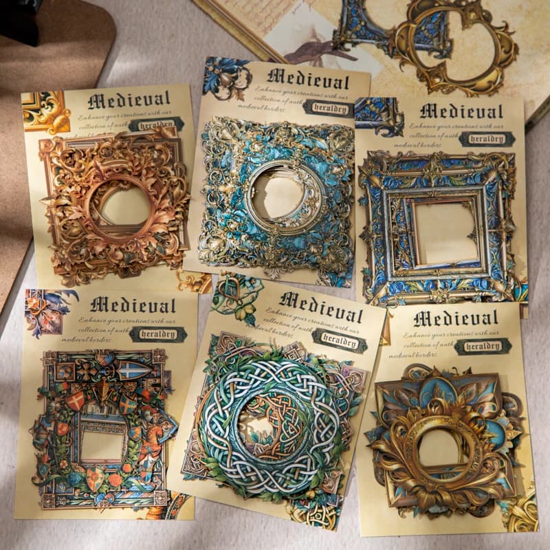 Journal GO 10pcs Vintage Medieval Emblems Stickers Collage Sticker Creative Journaling Scrapbooking diy Vintage Stationery Decal