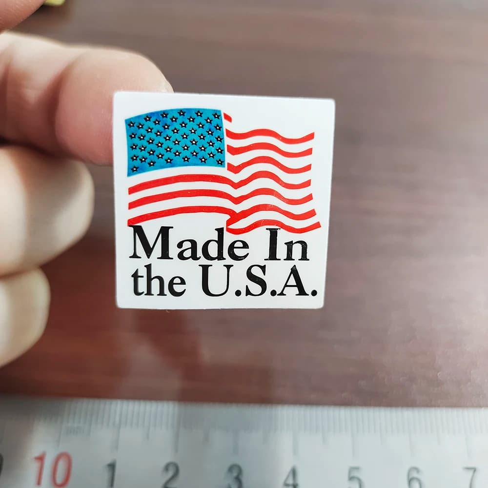 100pcs 25x25mm Made In the U.S.A Self-adhesive Paper Label Sticker With Gloss Lamination Products Origin Instruction Tag