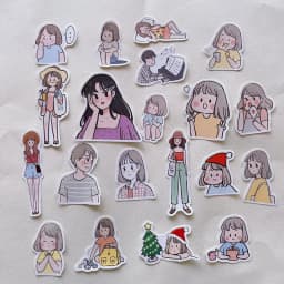 60pcs Korean Ins Hand-painted Stickers For Boys Girls Decorated With Waterproof Small Patterns For Girls' Daily Hand Account