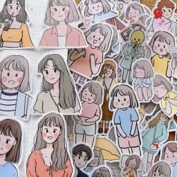 60pcs Korean Ins Hand-painted Stickers For Boys Girls Decorated With Waterproof Small Patterns For Girls' Daily Hand Account