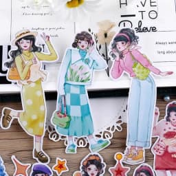 26PCS Girly Stickers: Sweet and Cute Characters for Journaling, Scrapbooking and DIY Crafts stationary planner