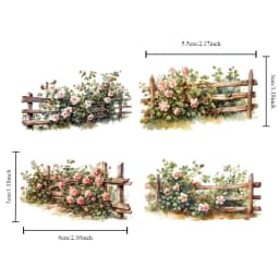 Stickers Watercolor Flower Garden Wooden Railing Fence Stickers DIY Diary Project Decoration Vintage Scrapbooking Stationary