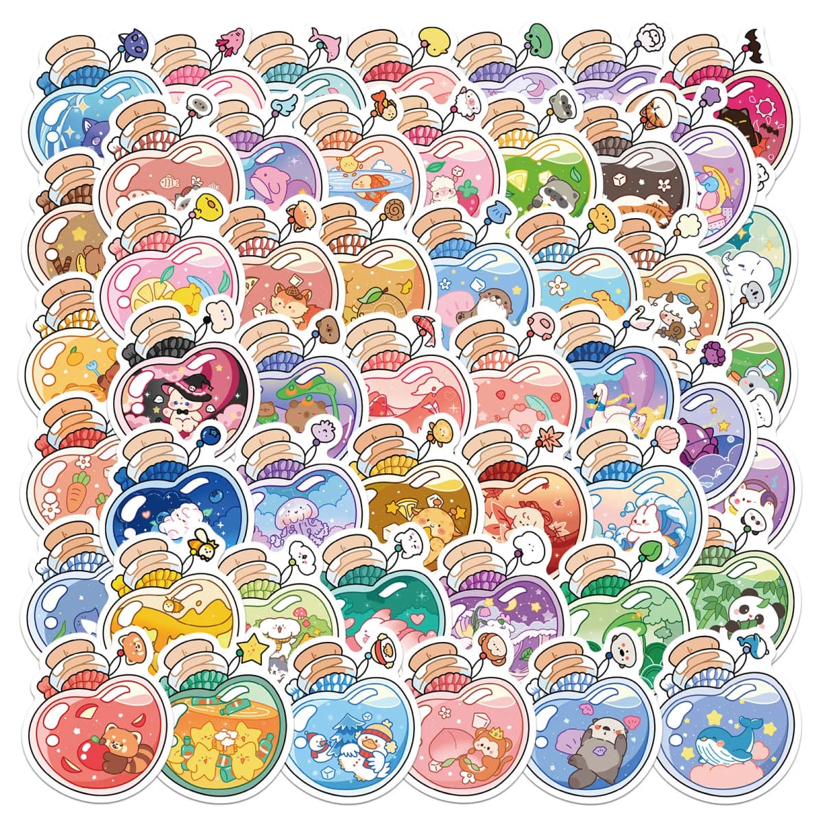 50PCS Bottle Elf Stickers Exquisite and Cute Account Materials Phone Cases Laptop Suitcases Water Cups Waterproof Stickers