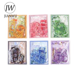 JIANWU Vintage Flower Butterfly Film Border Landscape Material Collage Scrapbooking PET Sticker Creative DIY Journal Stationery