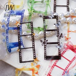JIANWU Vintage Flower Butterfly Film Border Landscape Material Collage Scrapbooking PET Sticker Creative DIY Journal Stationery