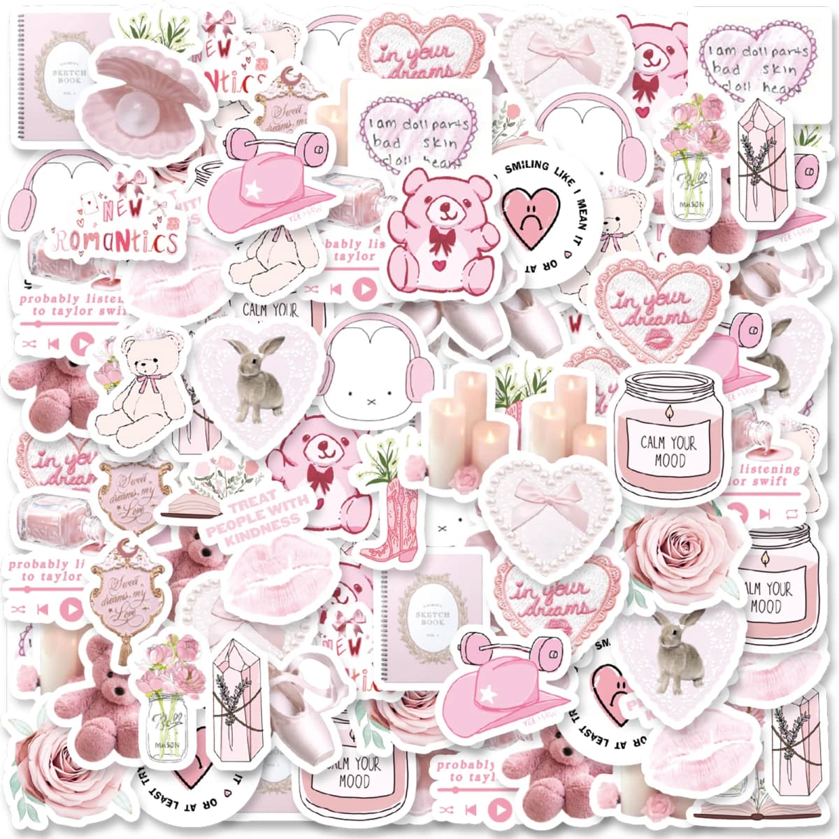 46pcs Valentine's Day Theme Pattern Stickers, Suitable for Valentine Parties, Photo Albums, Notebooks, Phone Cases, Water Bottle