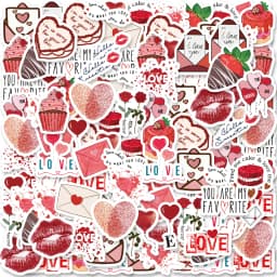 46pcs Valentine's Day Theme Pattern Stickers, Suitable for Valentine Parties, Photo Albums, Notebooks, Phone Cases, Water Bottle