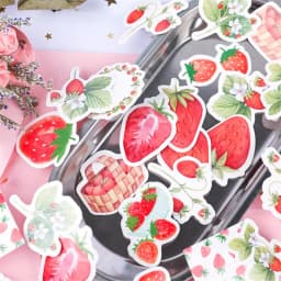 45 Pcs/box Strawberry Cheese Delicacy Food Journal Decorative Stationery Stickers Scrapbooking DIY Diary Album Stick Lable