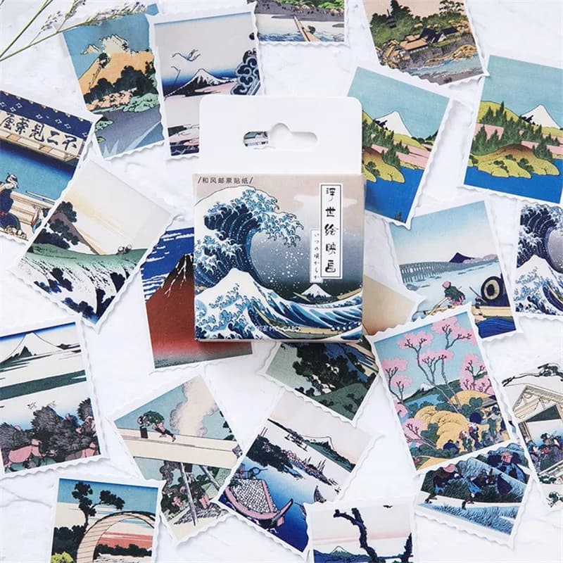45 Pcs Ukiyo-E Period Japanese Creative Decorative Stationery Stickers for Scrapbooking DIY Diary Album Stick Labels