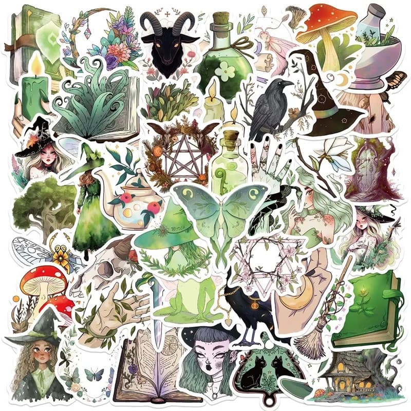 10/30/50PCS Kawaii Forest Witch Decoration Scrapbooking PVC Sticker Aesthetic Korean Stationery School Supplies