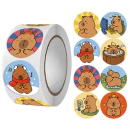500Pcs Capybara Stickers Roll 1'' Cute Animal Stickers for Kids Stickers,Teacher Reward Supplies Colorful Stickers for Classroom