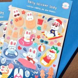 Korean Import Original BONITO Kawaii Rabbit In The Beach Paper Stickers Scrapbooking Diy Journal Stationery Sticker Gift