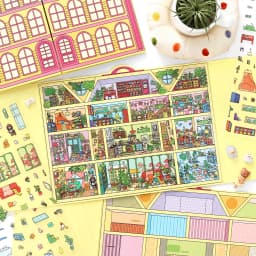 Kawaii 3D Cartoon Doll Apartment Miniature Scene Stickers DIY Pocket House Stacking Game Stickers Children's Festival Gifts