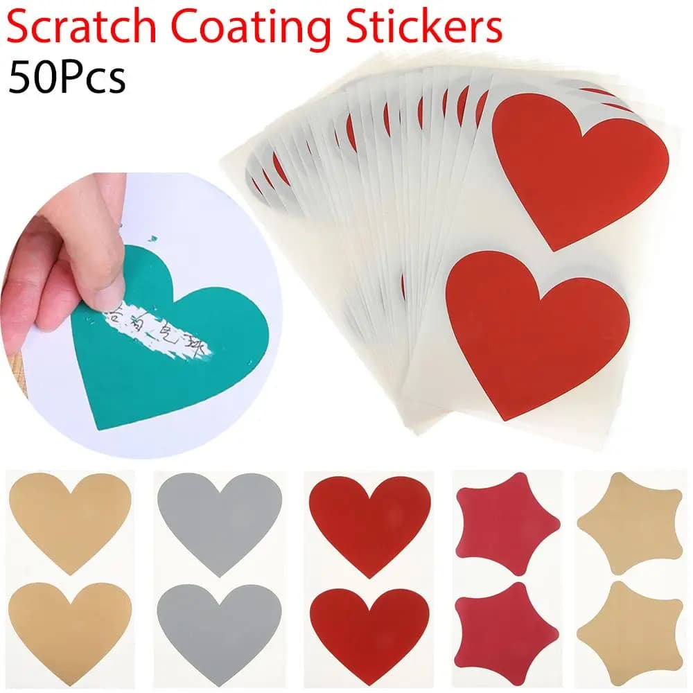 50 Pcs / Set DIY Golden Pentagram Scratch Card Sticker Self-adhesive Multifunctional Labels Scratch Coating Stickers