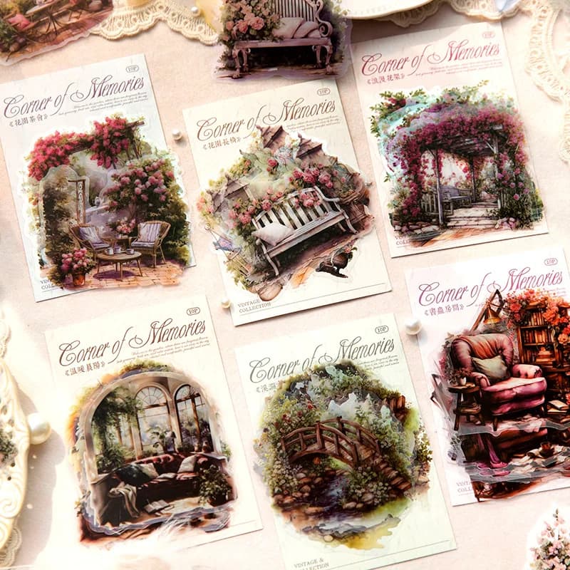 10pcs/1lot Kawaii Scrapbook Sticker corner of the garden Scrapbooking Supplies Planner Decorative Craft Stationery Sticker