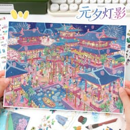 TIANZI Large Sized Landscape Theme 3D Miniature Landscape Stickers, Suitable for DIY Scrapbooks and Handmade Artworks