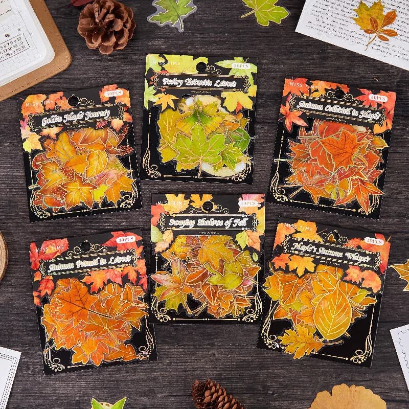 30pcs/lot Kawaii Stationery Stickers Maple Leaf Story DIY Craft Scrapbooking Album Junk Journal Happy Planner Diary Stickers
