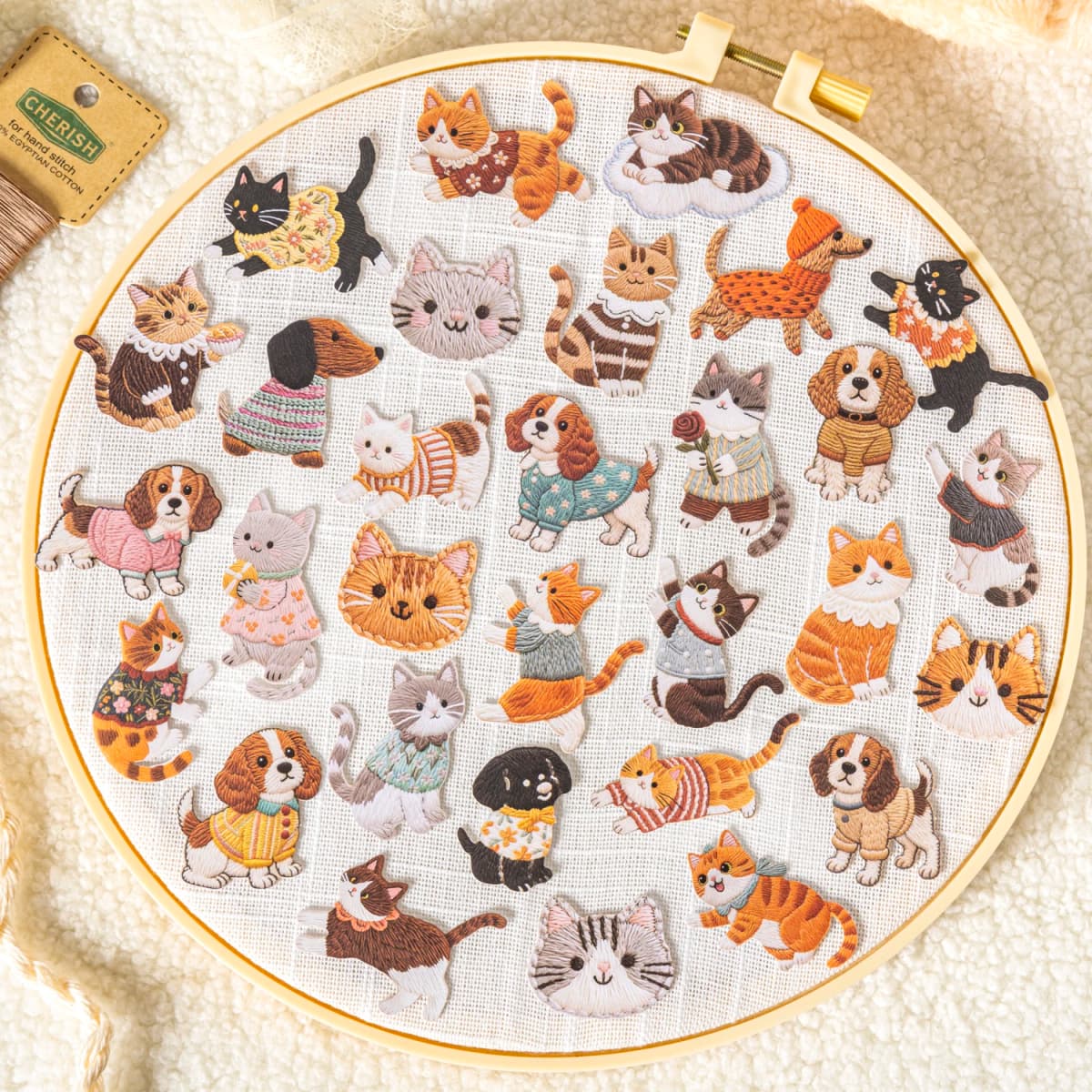 20Sheets Fluffy Plush Cat Dog Pet Theme No White Edge PET Stickers for DIY Craft Scrapbook Guitar Phone Case Notebook Decoration