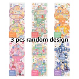 3pcs/6pcs Colorful My Room Miniature Scene Landscaping Stickers Scrapbook Decor Stationery DIY Journaling Stickers School Office